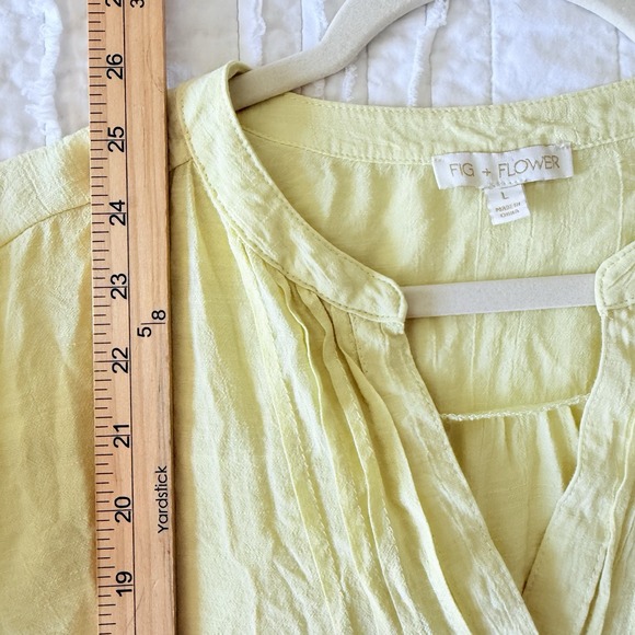 Anthropologie Fig‎ & Flower Top Womens L Boho Peasant Blouse Button Up Coastal - Picture 5 of 8